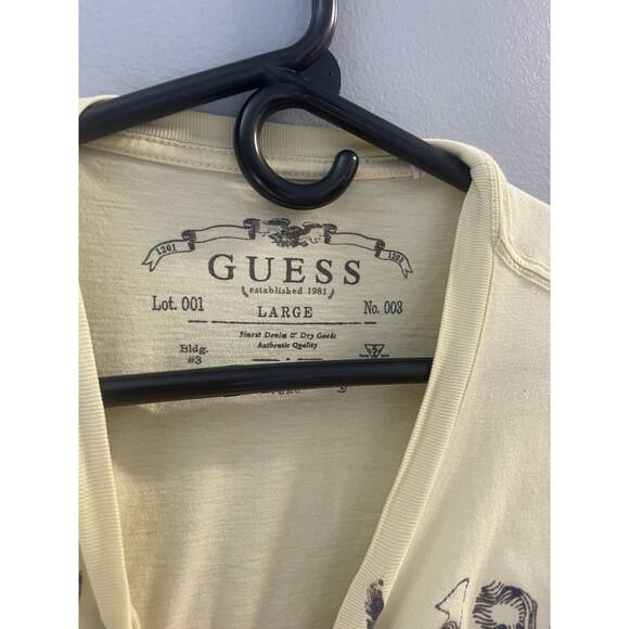 Guess Y2k Yellow Logo Felt Graphic T-shirt L - Picture 5 of 7